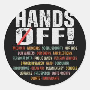 Handen af van protest sociale zekerheid en Medicar Ronde Sticker