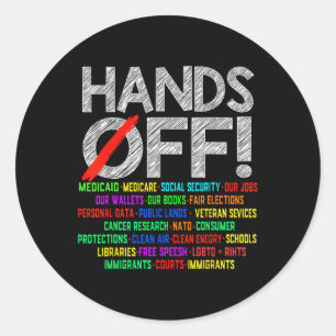 Handen af van protest sociale zekerheid en Medicar Ronde Sticker