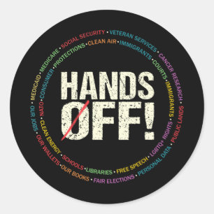 Handen af van protest sociale zekerheid en Medicar Ronde Sticker