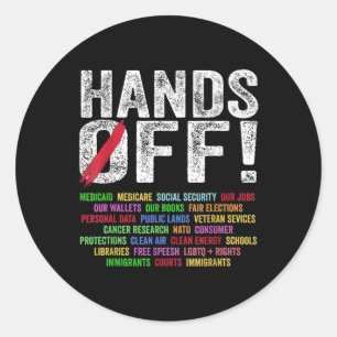Handen af van protest sociale zekerheid en Medicar Ronde Sticker