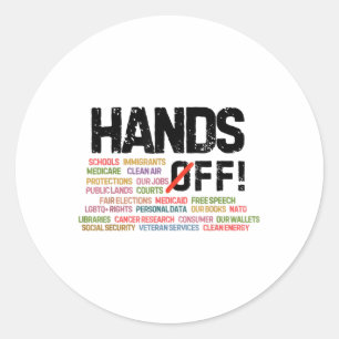 Handen af van protest sociale zekerheid en Medicar Ronde Sticker