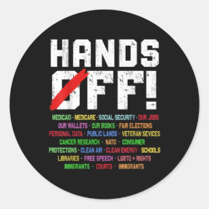 Handen af van protest sociale zekerheid en Medicar Ronde Sticker