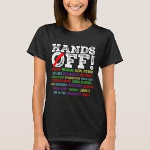 Handen af van protest sociale zekerheid en Medicar T-shirt