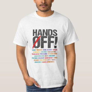 Handen af van protest sociale zekerheid en Medicar T-shirt