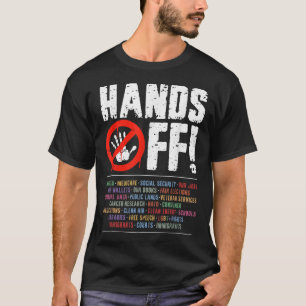Handen af van protest sociale zekerheid en Medicar T-shirt