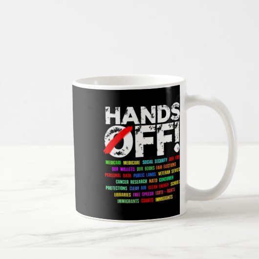 Handen af van protest sociale zekerheid koffiemok (Rechts)