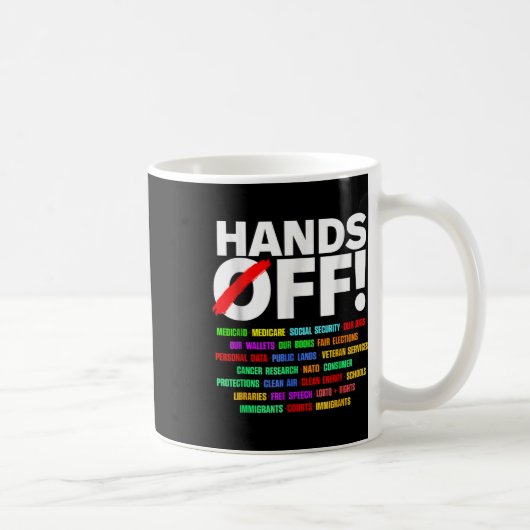 Handen af van protest sociale zekerheid koffiemok (Rechts)