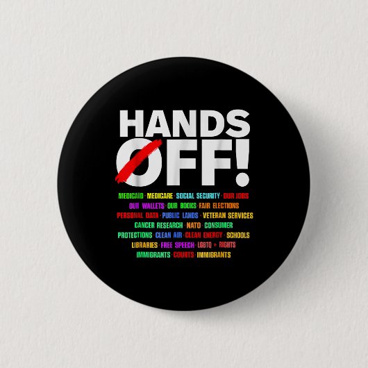 Handen af van protest sociale zekerheid ronde button 5,7 cm (Voorkant)