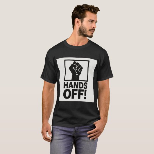 Handen af van protest T-shirt – Bold Statement Gra (Voorkant volledig)