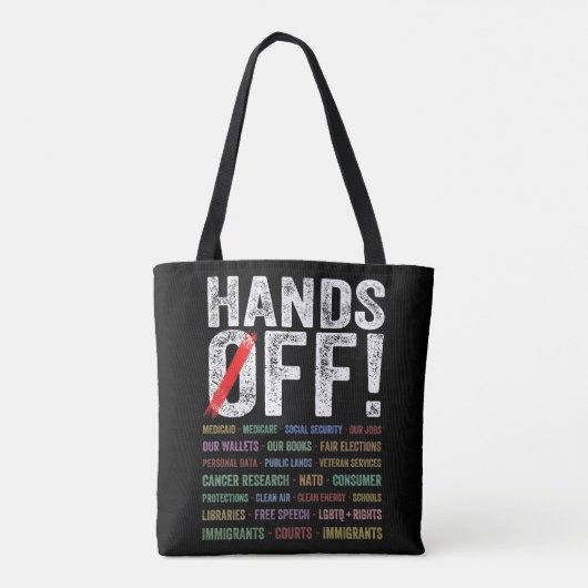 Handen af van protest tote bag (Achterkant)