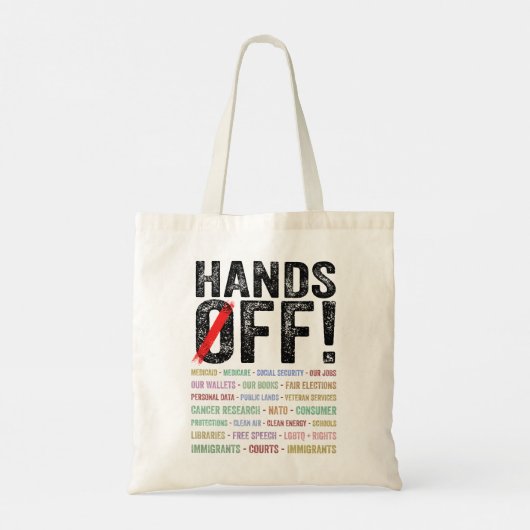 Handen af van protest tote bag (Achterkant)