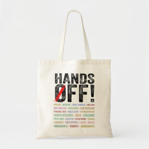 Handen af van protest tote bag