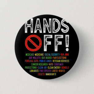Handen af van protest van sociale zekerheid verzet ronde button 5,7 cm