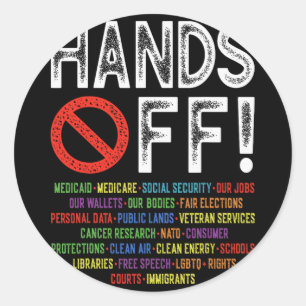 Handen af van protest van sociale zekerheid verzet ronde sticker