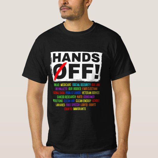 Handen af van protest van sociale zekerheid verzet t-shirt (Voorkant)