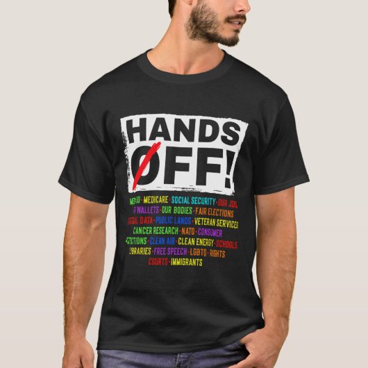Handen af van protest van sociale zekerheid verzet t-shirt (Voorkant)