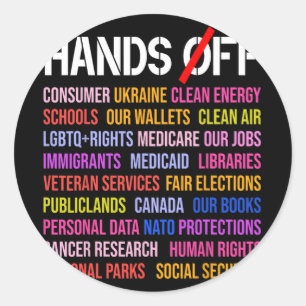 Handen af van protest zaterdag 5 april Mannen Vrou Ronde Sticker