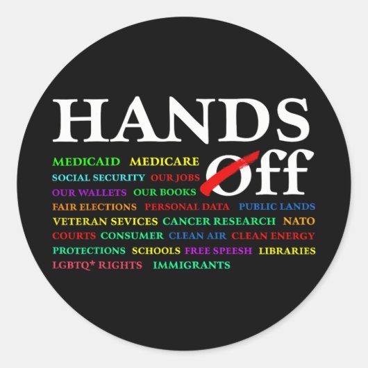 Handen af van protest zaterdag 5 april Mannen Vrou Ronde Sticker (Voorkant)