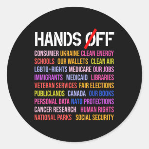 Handen af van protest zaterdag 5 april Mannen Vrou Ronde Sticker