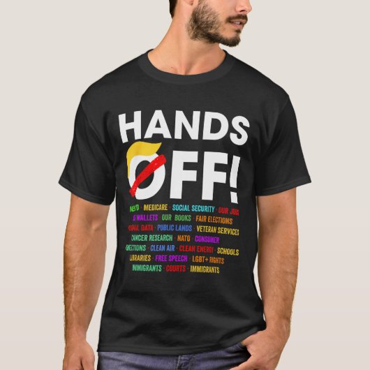 Handen af van protest zaterdag 5 april Mannen Vrou T-shirt (Voorkant)