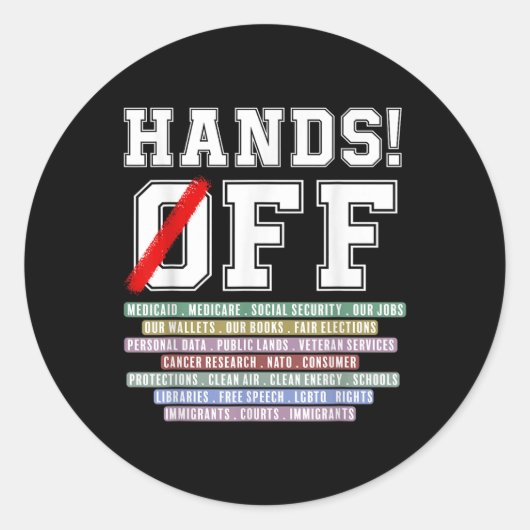 Handen af van protestkleding Handen af van protest Ronde Sticker (Voorkant)