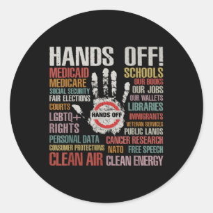 Handen af van protestkleding Verwijder Reverse Rec Ronde Sticker