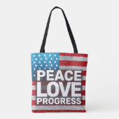 Handen af van Vrede Liefde Vooruitgang Amerika Vla Tote Bag (Achterkant)