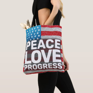Handen af van Vrede Liefde Vooruitgang Amerika Vla Tote Bag