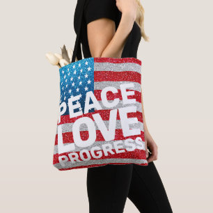 Handen af van Vrede Liefde Vooruitgang Amerika Vla Tote Bag