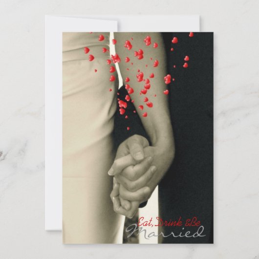 handen Balack en white bruiloft Rehearsal Dinner Kaart (Achterkant)