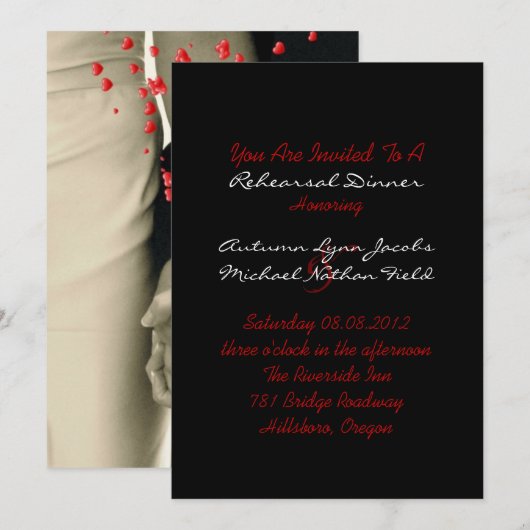 handen Balack en white bruiloft Rehearsal Dinner Kaart (Voorkant / Achterkant)
