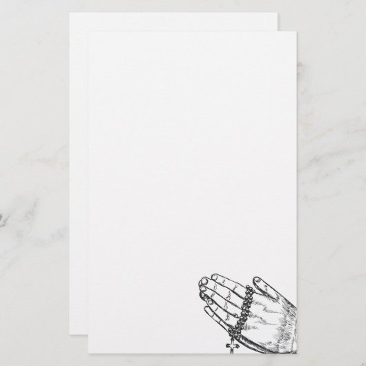 Handen bidden met Rosary Beads Briefpapier (Voorkant / Achterkant)