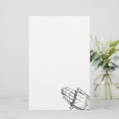 Handen bidden met Rosary Beads Briefpapier (Staand voorkant)
