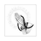 Handen bidden met Rosery Rubber Stamp Rubberstempel (Afrduk)