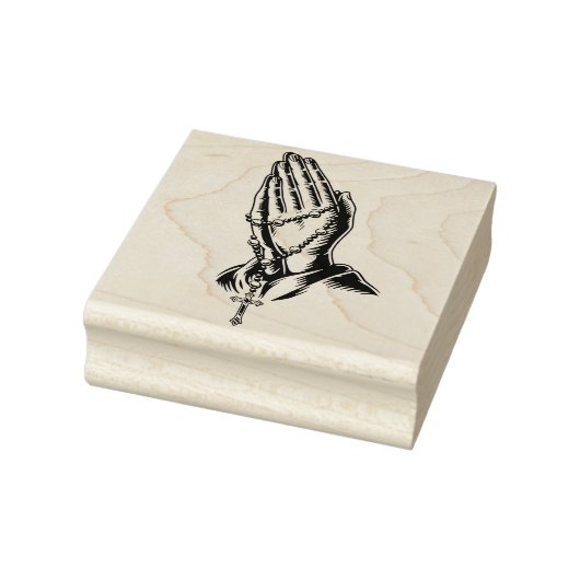 Handen bidden met Rosery Rubberstempel (Stempel)