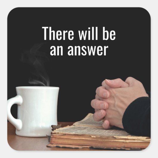 Handen bidden op oude bijbel vierkante sticker (Voorkant)