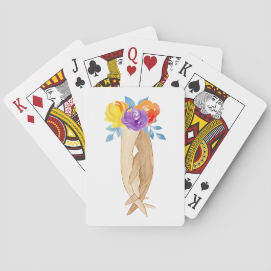 Handen Bloemen Waterverf Spelen Kaarten (Achterkant)