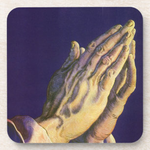  handen die bidden met de ster van Bethlehem Bier Onderzetter
