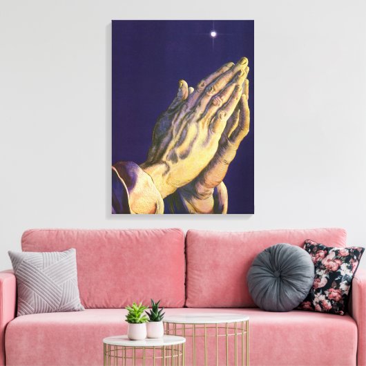  handen die bidden met de ster van Bethlehem Canvas Afdruk (Insitu (Woonkamer))