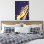  handen die bidden met de ster van Bethlehem Canvas Afdruk (Insitu (Slaapkamer))