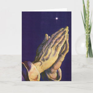 handen die bidden met de ster van Bethlehem Feestdagen Kaart