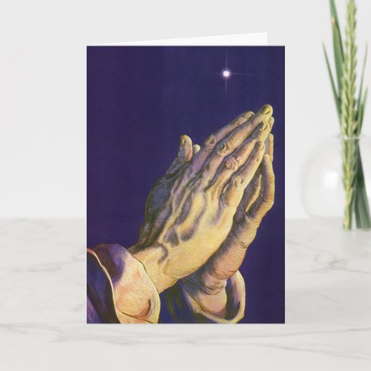  handen die bidden met de ster van Bethlehem Feestdagen Kaart (Voorkant)