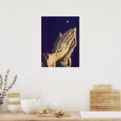  handen die bidden met de ster van Bethlehem Poster (Keuken)