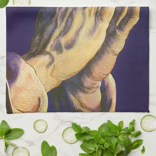  handen die bidden met de ster van Bethlehem Theedoek (Gevouwen)