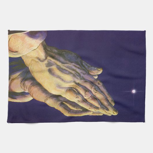  handen die bidden met de ster van Bethlehem Theedoek (Horizontaal)