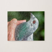 Handen die buiten de uitholling van de trekduif ho legpuzzel (Horizontaal)