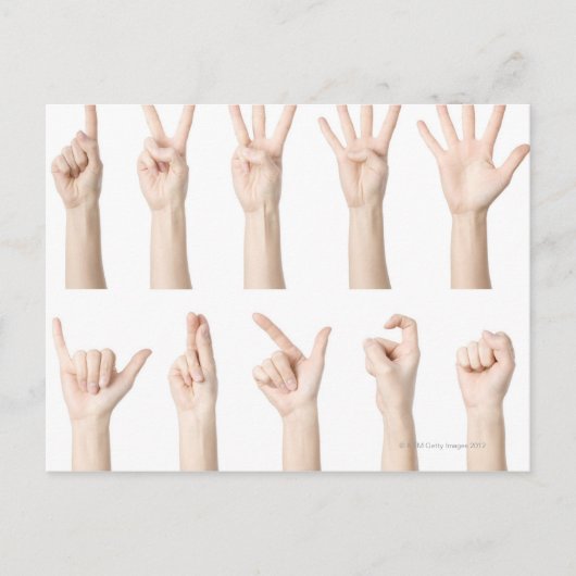 Handen die de Chinese manier van tellen tonen Briefkaart (Voorkant)