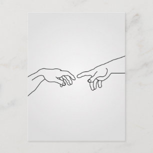 Handen die de creatie van Adam tonen Briefkaart