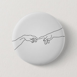 Handen die de creatie van Adam tonen Ronde Button 5,7 Cm