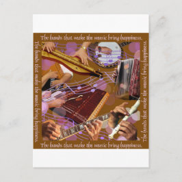 Handen die de muziek maken ..Maak geluk (bruin) Briefkaart